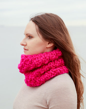 Różowy komin z grubej wełny peruwiańskiej, Holy Alpaca Knit
