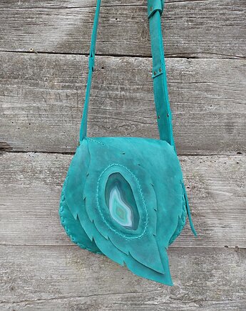 Torebka skórzana wykonana ręcznie . Atol., pracownia kala