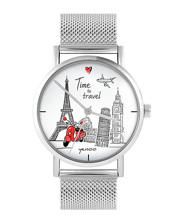 Zegarek - Time to travel - bransoleta mesh, OKAZJE - Prezenty na 18 dla chłopaka