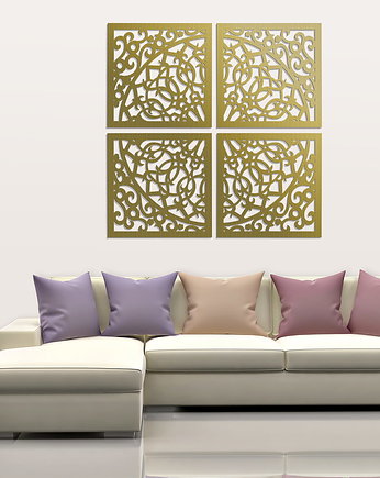 3D DEKORACYJNA GRAFIKA AŻUROWA, MAROKAŃSKI STYL, KOMPLET 4 PANELI 60 x 60 cm , ORNAMENTI