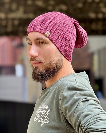 Bordowa czapka ściągaczowa, Knit to Fit