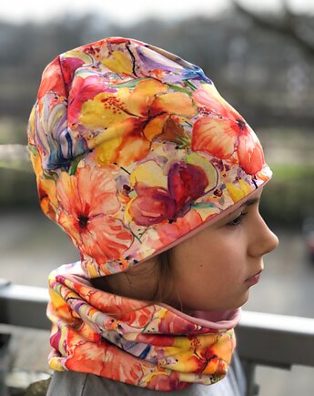 KOMPLET _ CZAPKA BEANIE +  KOMIN na zamówienie w konie, MOJAMAJA