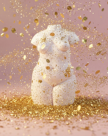 Biżuteria do domu - Rzeźba Nowa Wenus. Naga - złote piegi, złota mika, Lenka Kubica