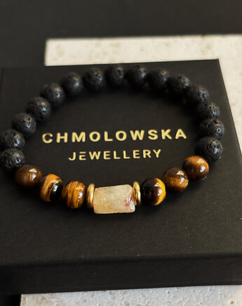 Bransoletka męska Tygrysie Oko i Cytryn, Chmolowska Jewellery
