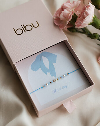 Bransoletka prezent baby shower, chłopiec, prezent dla przyszłej mamy, Bibu bijoux