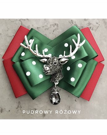 Brosza z Reniferem, kryształem i cyrkoniami New, Pudrowy Różowy