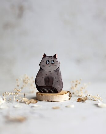 Broszka malowana kotek Miluś, Black Cat
