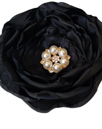 Ciemno czarna broszka 8cm, Made by Joan