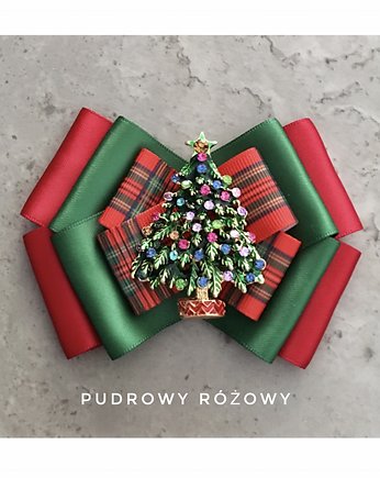 Świąteczna Brosza z Choinką NEW Mikołajki, Pudrowy Różowy