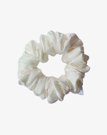 Gumka jedwabna, scrunchie, frotka biały lotos MIDI, Capillum