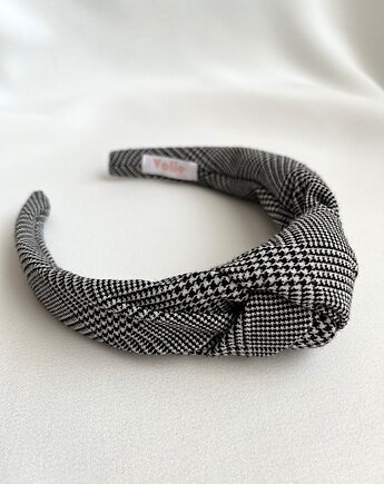 Wełniana opaska supełkowa w kratkę Black Check, Volie Line