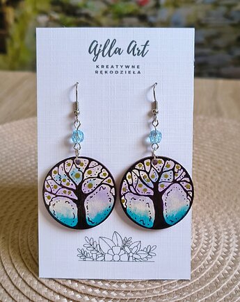Kolczyki koła malowane ręcznie Drzewo życia, ajlla