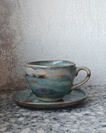 Filiżanka z talerzykiem w paski, MOM S HANDMADE