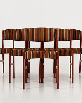 Komplet sześciu krzeseł tekowych, duński design, lata 70, produkcja: Dania, Przetwory design