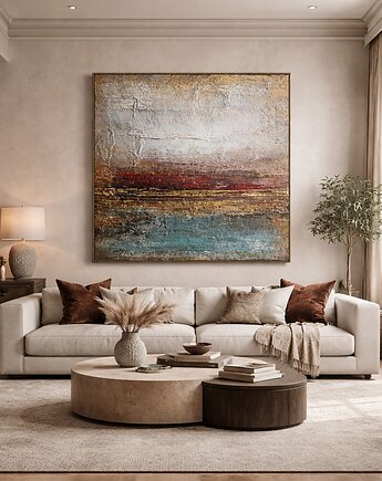 Duży obraz strukturalny ze złotem do salonu  Abstrakcja XXL, Diana Abstract Art