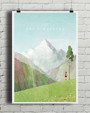 Himalaje - vintage plakat art giclee, minimalmill