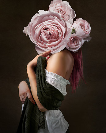 Plakat "kobieta w kwiatach ", ci sza