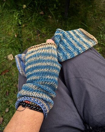 Paski z pomarańczem 2 / mitenki, agat handmade