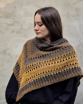 Barwiona jesienią / chusta z jedwabiem, agat handmade