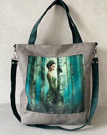 Duża torba na ramię - z serii Duchy lasu, PRACOWNIA 166