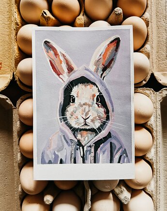 Kartka wiosenna "Kic kic", Babcia w tramwaju