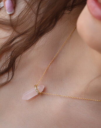 Naszyjnik kwarc różowy- srebro 925 pozłacane, Coccola JEWELLERY