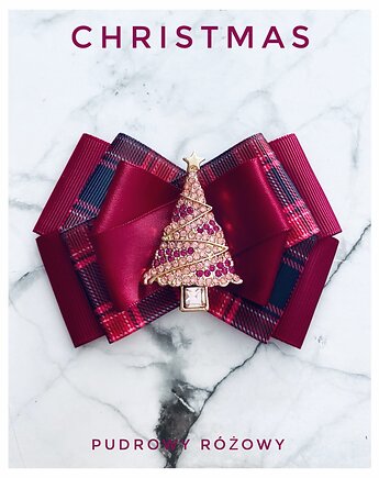 Brosza z Choinką Mikołajki Święta, Pudrowy Różowy