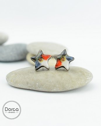 Gwiazdki w plamki- ceramiczne  kolczyki, Dorca