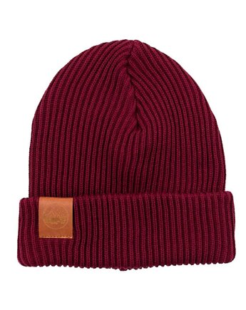 Czapka zimowa z bawełny organicznej karminowa, KABAK
