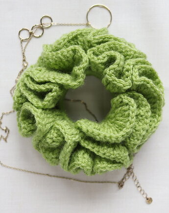Frotka do włosów scrunchie gumka szydełkowa seledyn, RękaProduction