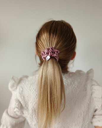 Satynowa gumka satynowa scrunchie owijka frotka brudny róż MINI, Capillum