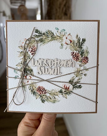 Kartka świąteczna ręcznie robiona na Boże Narodzenie Wesołych Świąt, sorte