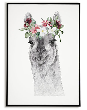 Plakat LAMA zwierzę z kwiatami obraz do każdego wnętrza, Bajkowe Obrazki