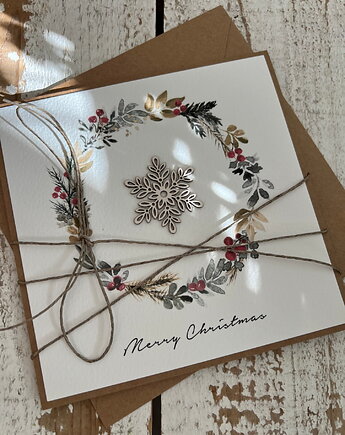 Stylowa ręcznie robiona kartka świąteczna Merry Christmas, sorte