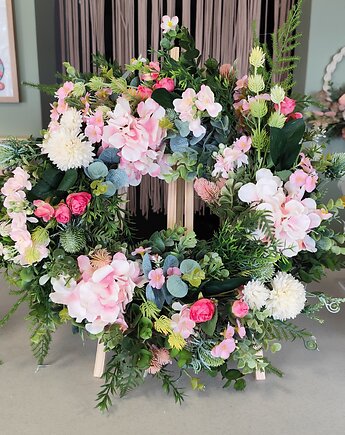 Kwiatowy wianek wiosenny do domu na ścianę na drzwi prezent, miaukramy