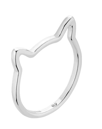 Pierścionek srebrny rodowany kot, OKAZJE - Prezent na 18 urodziny
