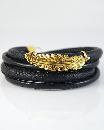 Złote piórko - bransoletka - owijana, yenoo