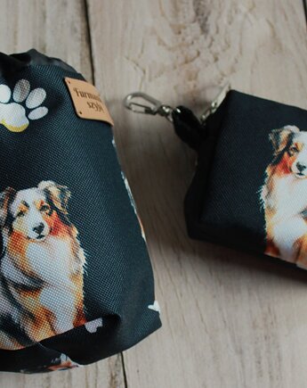Zestaw saszetka na smaczki i woreczki # owczarek australijski, Furmanki Szyją