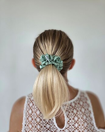 Gumka jedwabna, scrunchie, frotka mint sorbet MIDI, Capillum