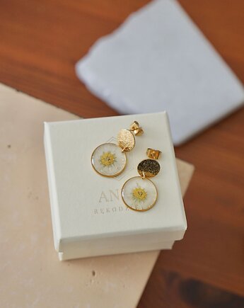 Kolczyki wiszące ze stokrotkami, ANKO rekodzielo