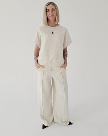 Komplet oversize bezrękawnik i szerokie spodnie wide leg, Ablush