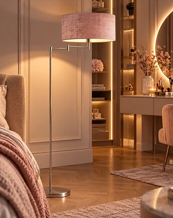 Regulowana lampa podłogowa do czytania w salonie CANCUN VELUR, LYSNE