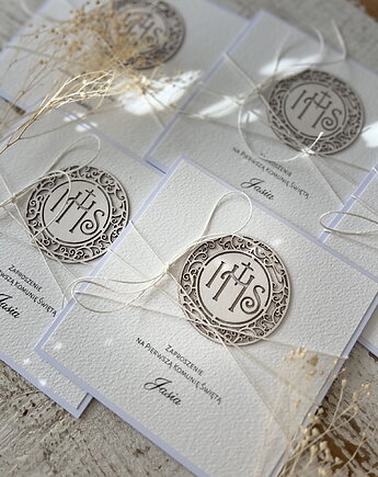 Najpiękniejsze oryginalne rustykalne zaproszenia na komunię - komunijne ręczn, sorte