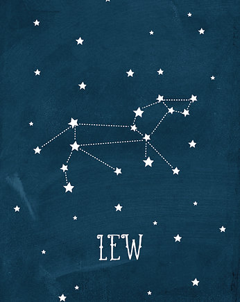 Plakat z zodiakiem dziecka - LEW A4, HUS