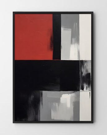 Plakat Abstrakcja biało-czarno-czerwona, OSOBY - Prezent dla 3 latka