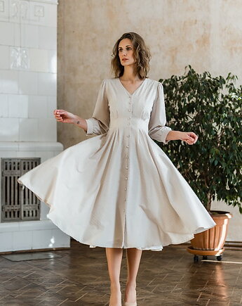 Romantyczna sukienka midi Estera Beżowa, Krawczi