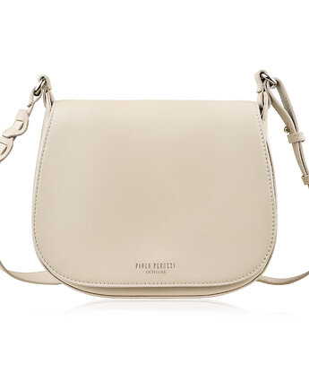 Torebka damska skórzana listonoszka ze skóry licowej modna beżowa, Paolo Peruzzi