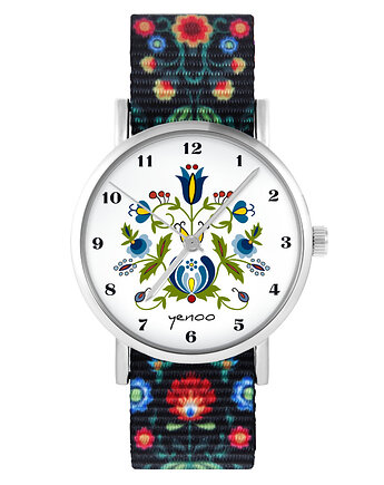 Zegarek - Kaszubski - folk czarny, nylonowy, yenoo