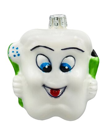 Bombka choinkowa: Uśmiechnięty ząbek z pastą i szczoteczką: zielony, Syn Bombkarza