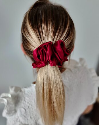 Gumka jedwabna, scrunchie, frotka burgundy rose MAXI, Capillum